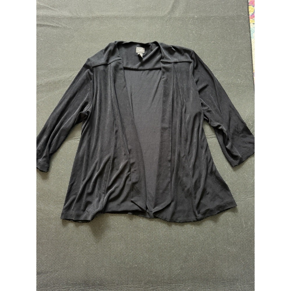 Chico's Travelers Size‎ 3 Black Slinky Open Front Cardigan Non Wrinkle Capsule